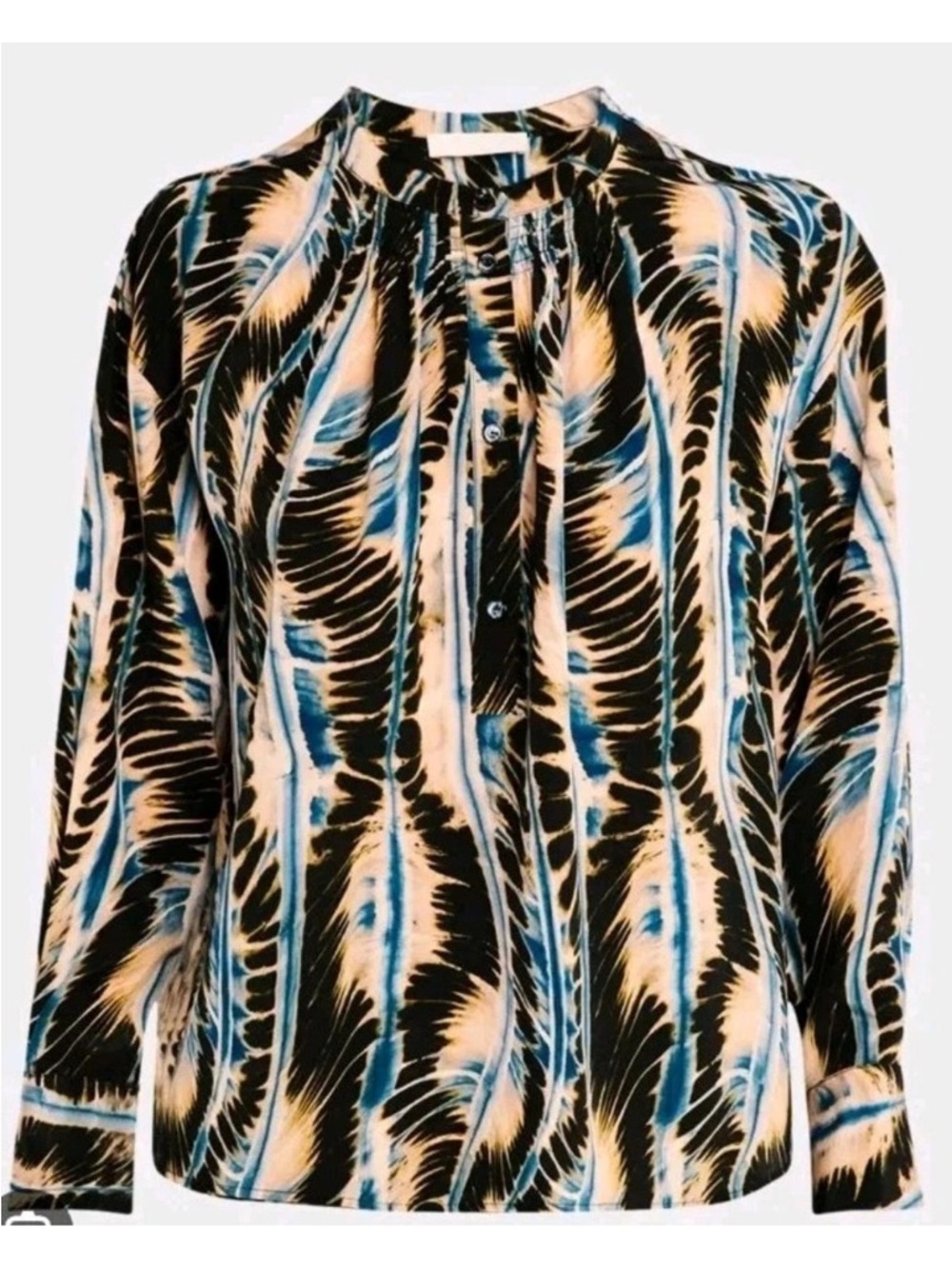 Ulla Johnson Nehir Printed Silk Blouse in River Multi - Picture 2 of 7